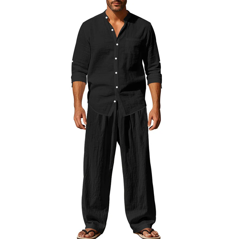 Linen casual men's beach suit